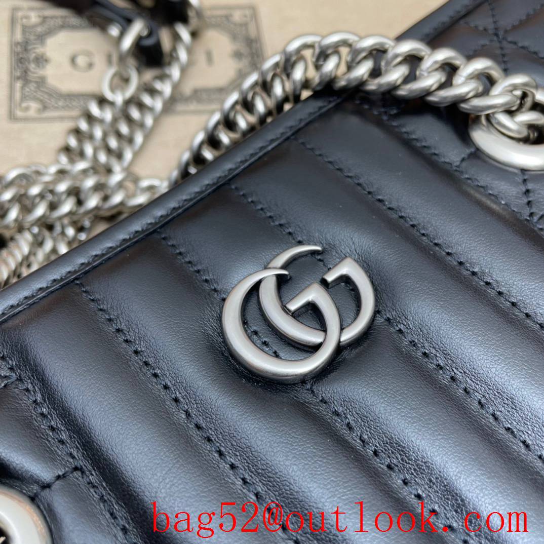 Gucci GG Marmont Black Leather small Tote Bag