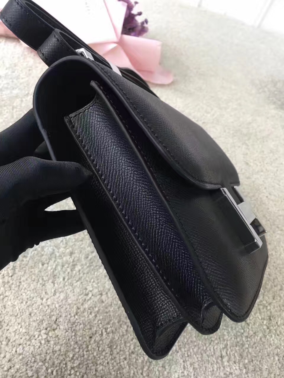 Hermes Constance top leather black handbags