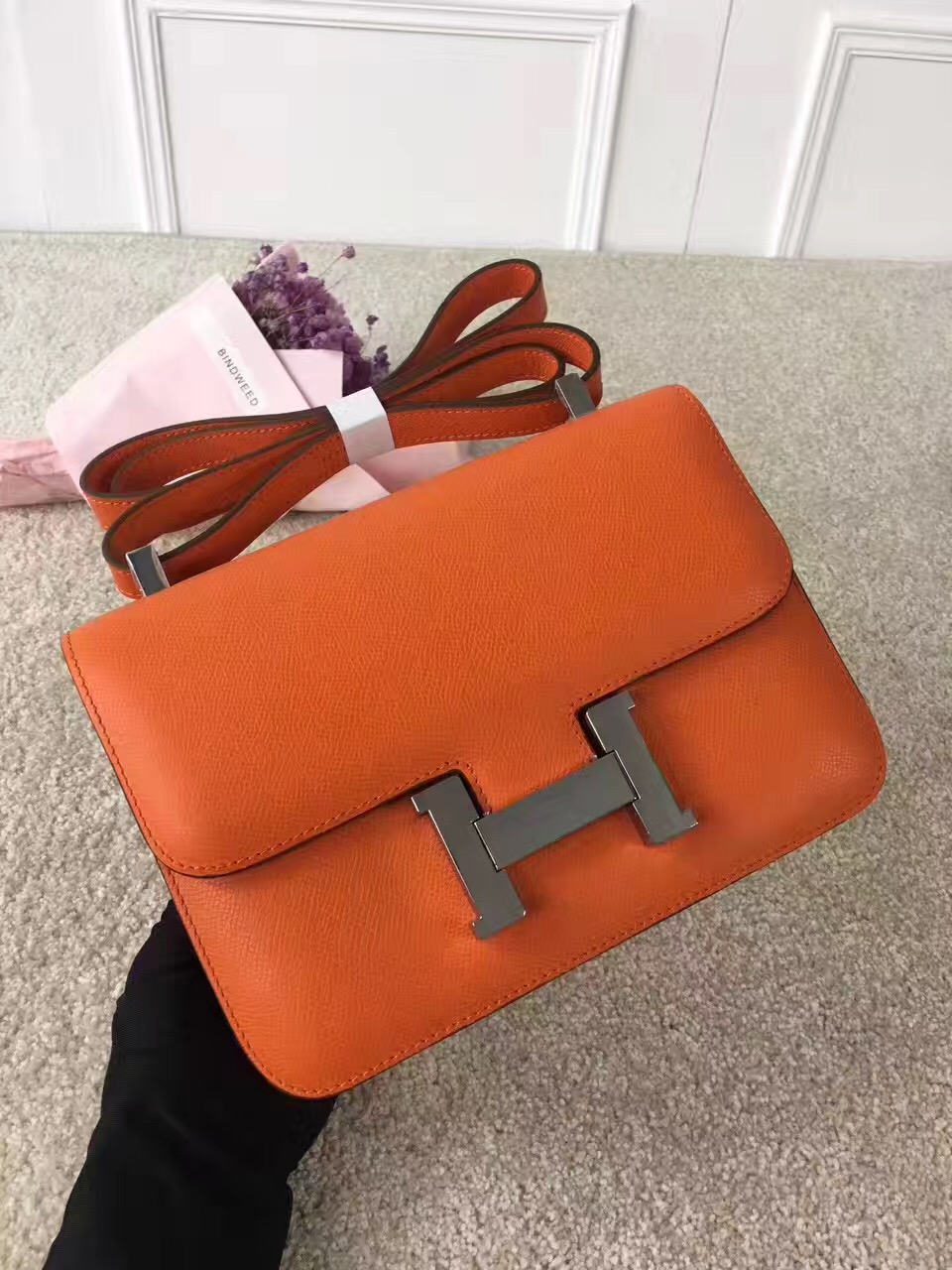 Hermes Constance top leather orange handbags