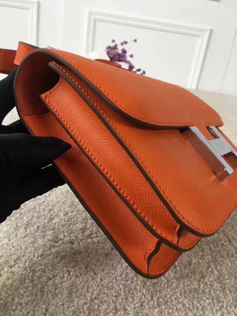 Hermes Constance top leather orange handbags