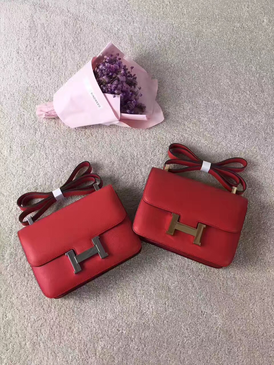 Hermes Constance top leather red handbags