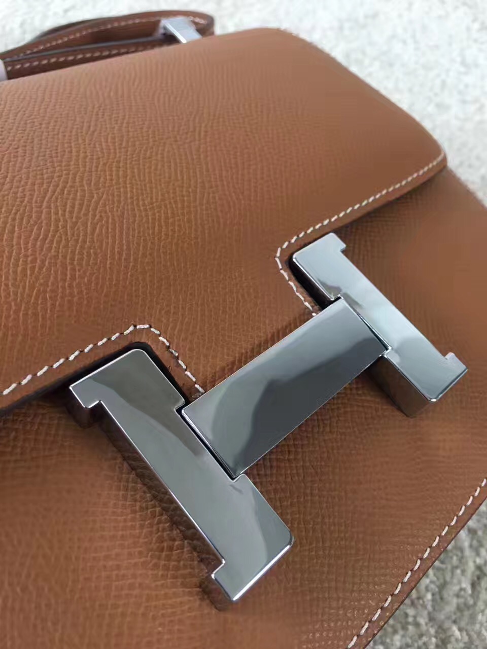 Hermes Constance top leather tan handbags