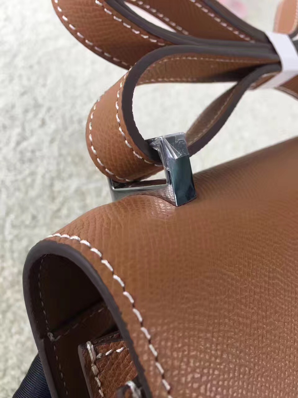 Hermes Constance top leather tan handbags