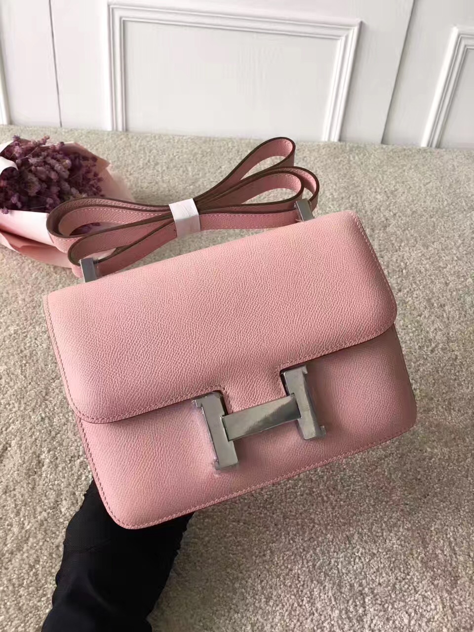 Hermes Constance top leather pink handbags