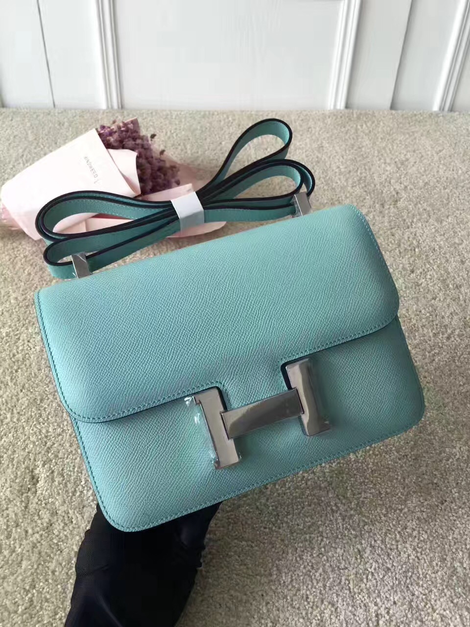 Hermes Constance top leather sky handbags