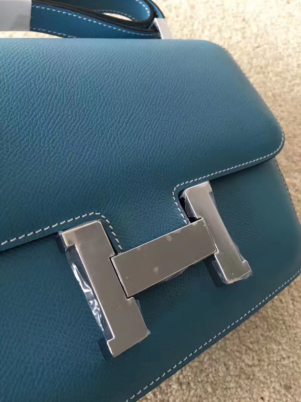 Hermes Constance top leather blue handbags