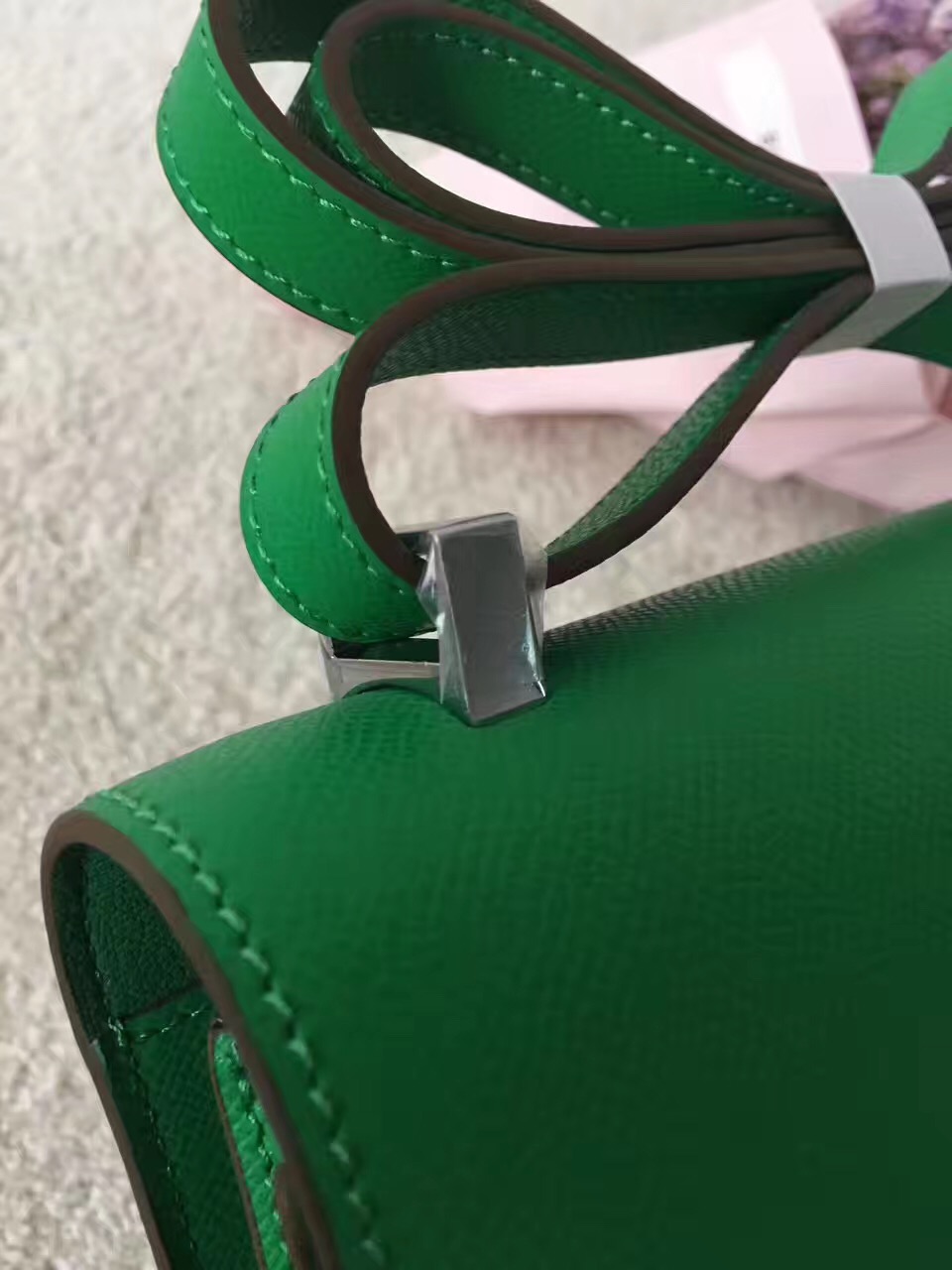 Hermes Constance top leather green handbags