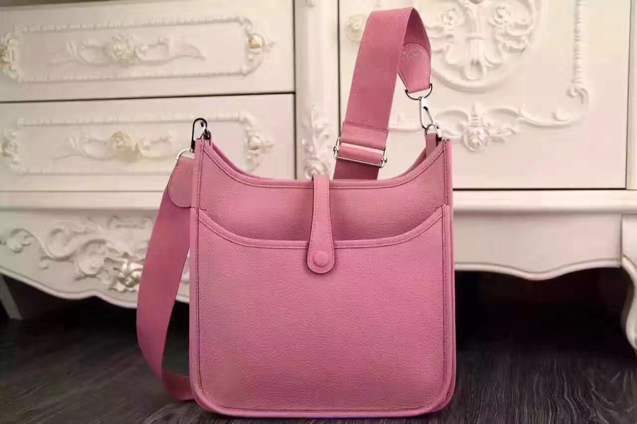 Hermes 28cm Evelyne pink top leather shoulder handbags