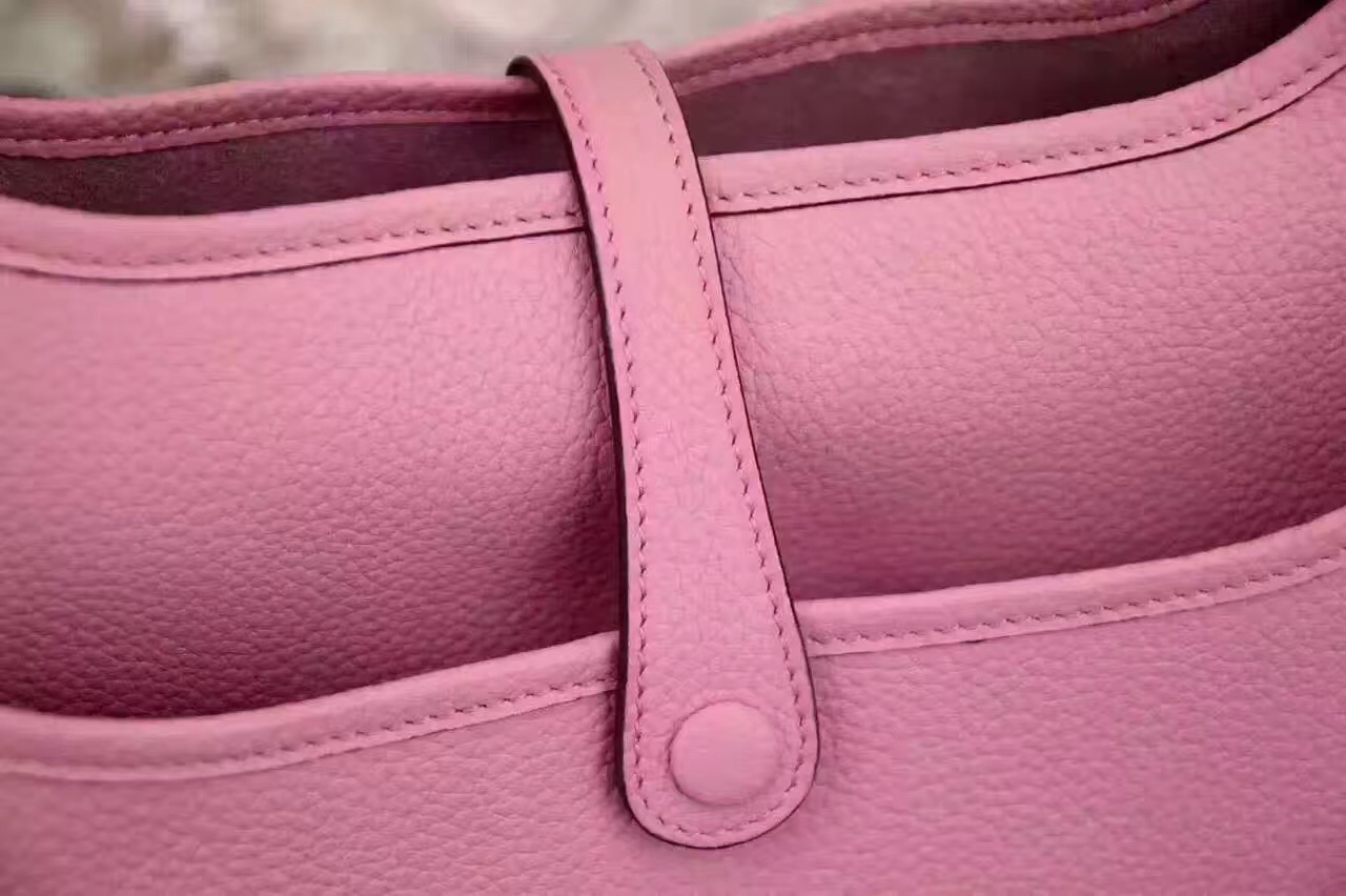 Hermes 28cm Evelyne pink top leather shoulder handbags