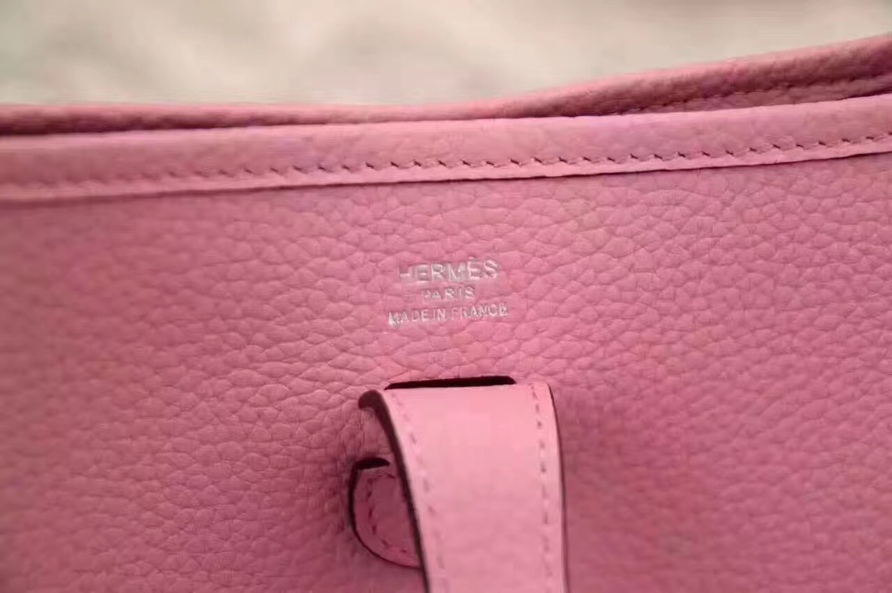 Hermes 28cm Evelyne pink top leather shoulder handbags