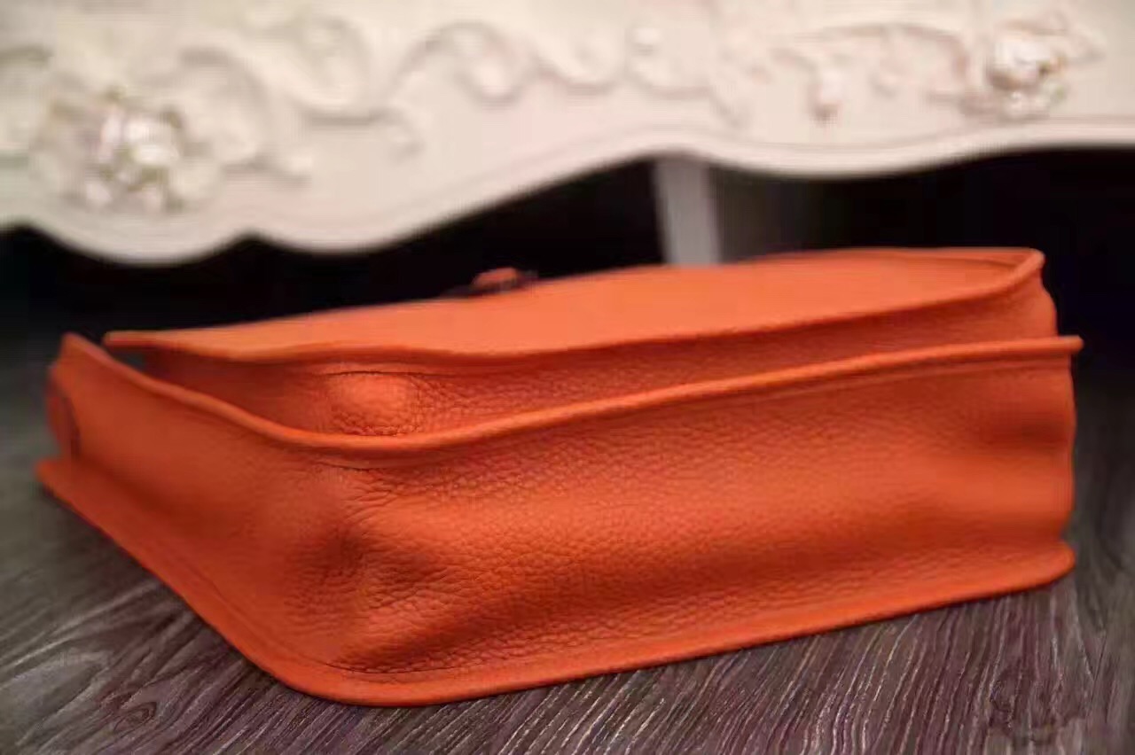 Hermes 28cm Evelyne orange top leather shoulder handbags