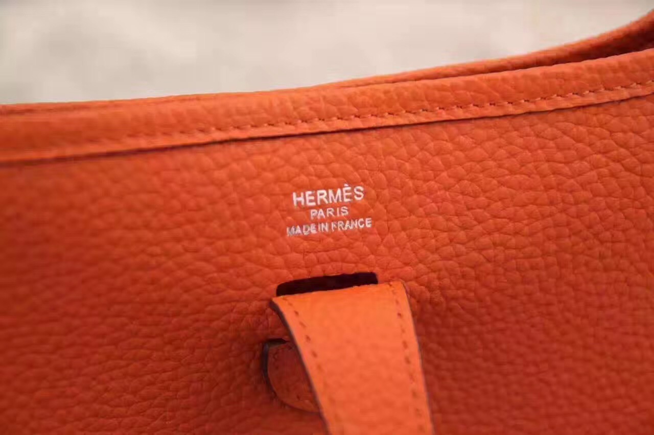 Hermes 28cm Evelyne orange top leather shoulder handbags