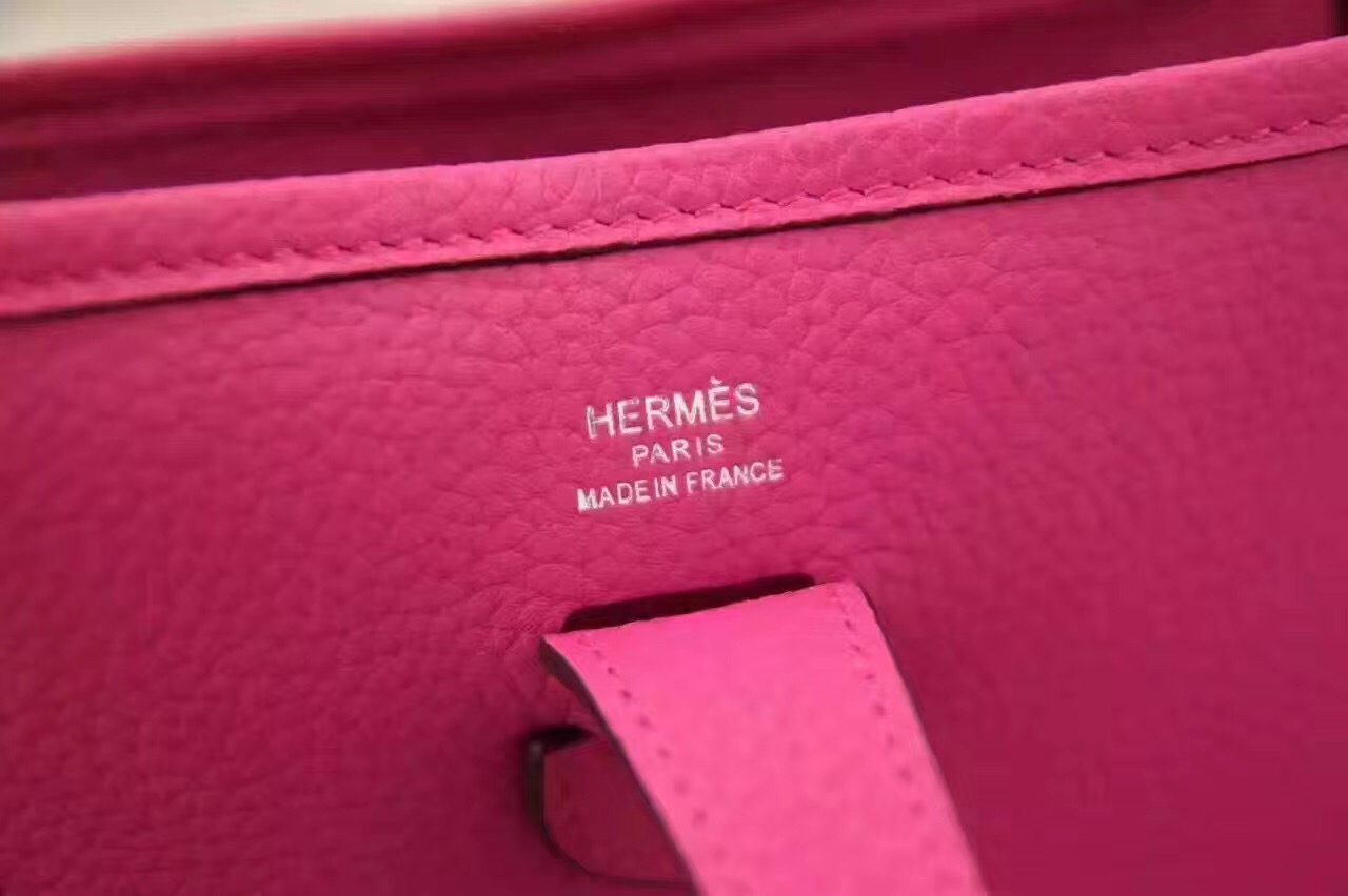 Hermes 28cm Evelyne rose top leather shoulder handbags