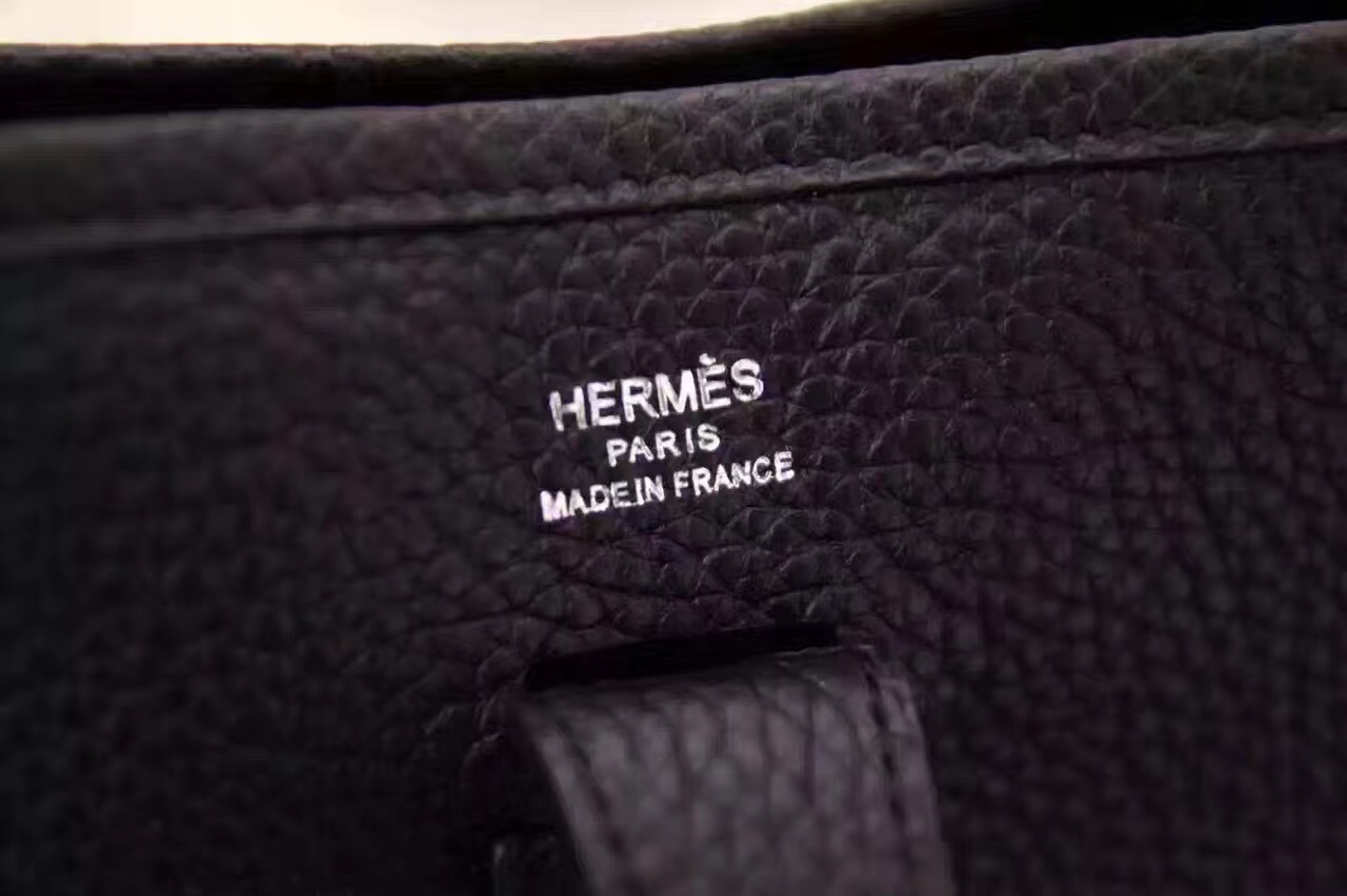 Hermes 28cm Evelyne black top leather shoulder handbags