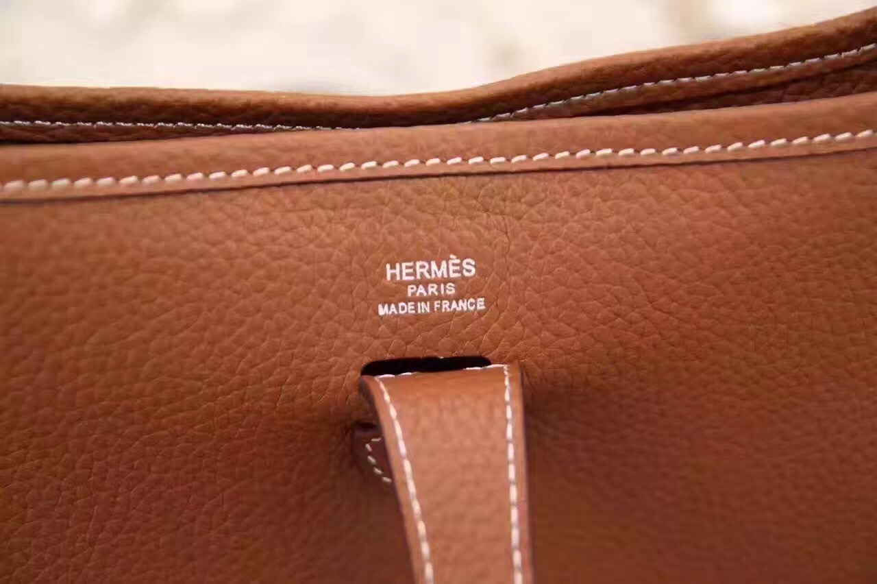 Hermes 28cm Evelyne tan top leather shoulder handbags