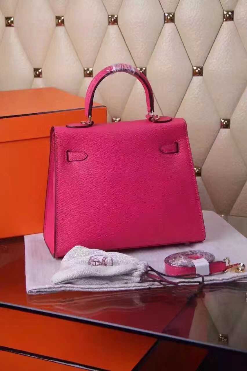 Hermes small Epsom red Kelly rose handbags