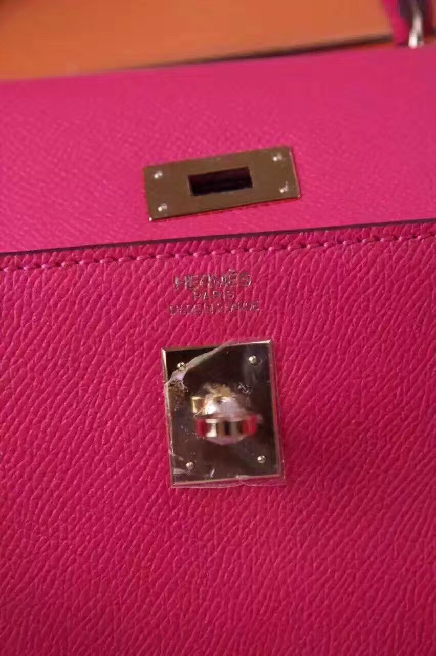 Hermes small Epsom red Kelly rose handbags