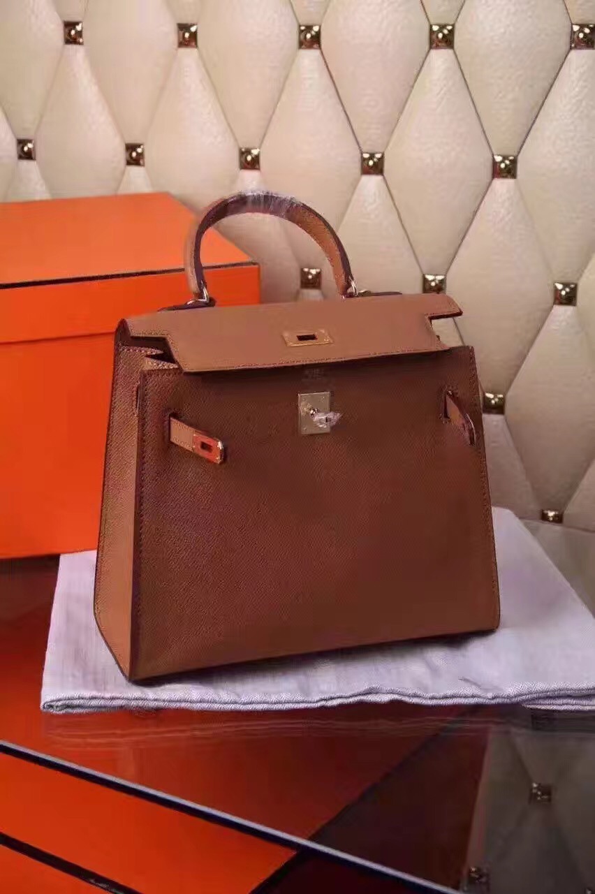 Hermes small Epsom Kelly tan handbags