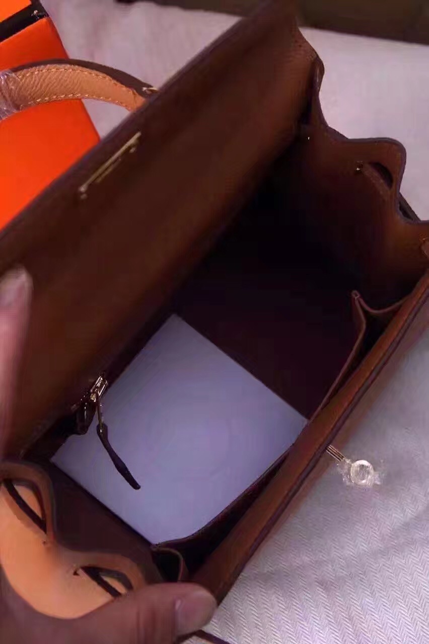 Hermes small Epsom Kelly tan handbags