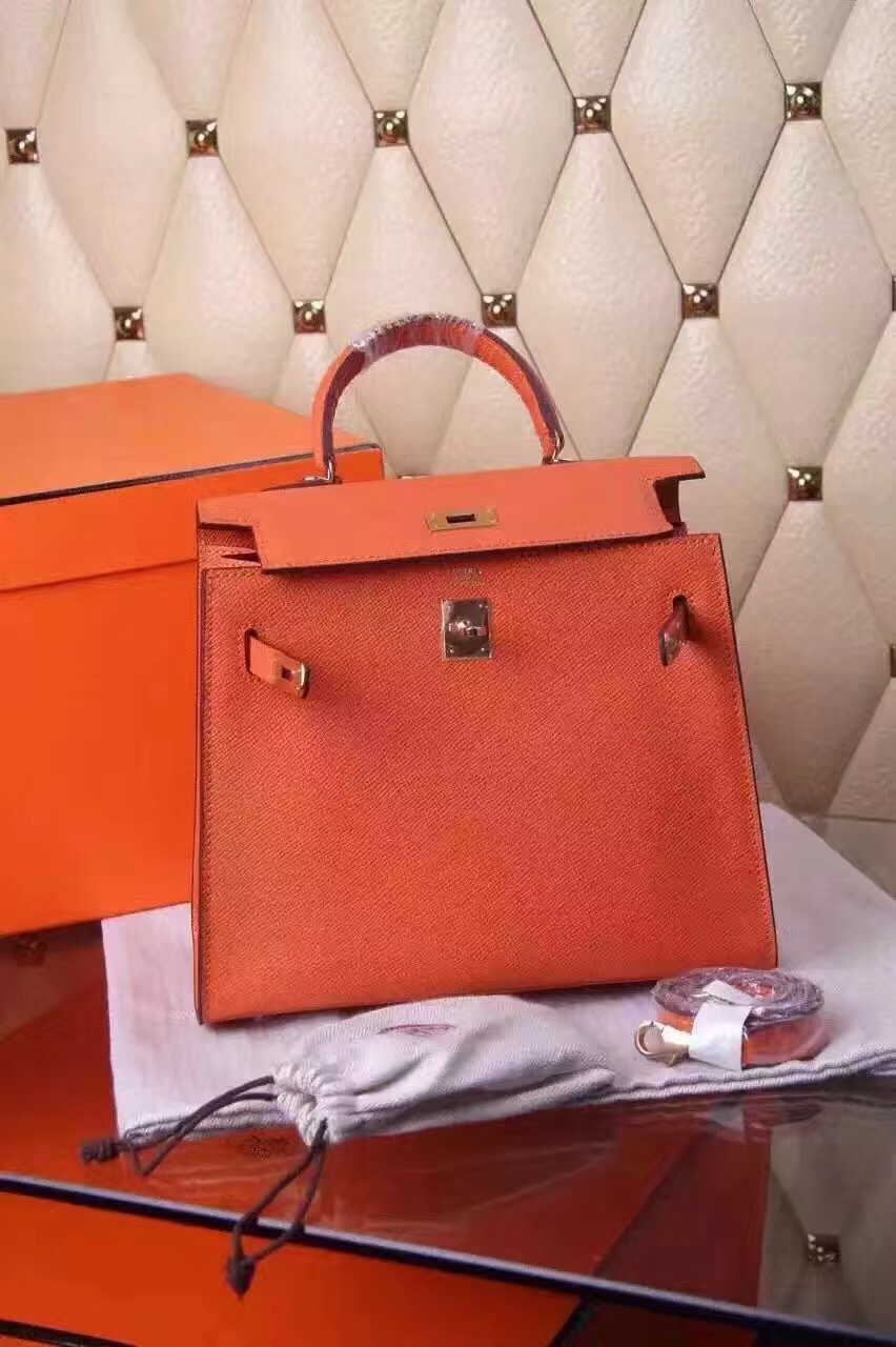 Hermes small Epsom Kelly orange handbags