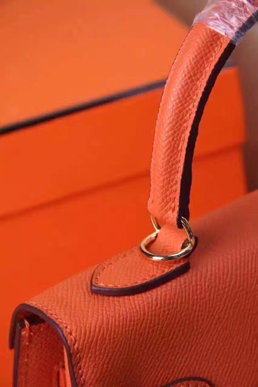 Hermes small Epsom Kelly orange handbags