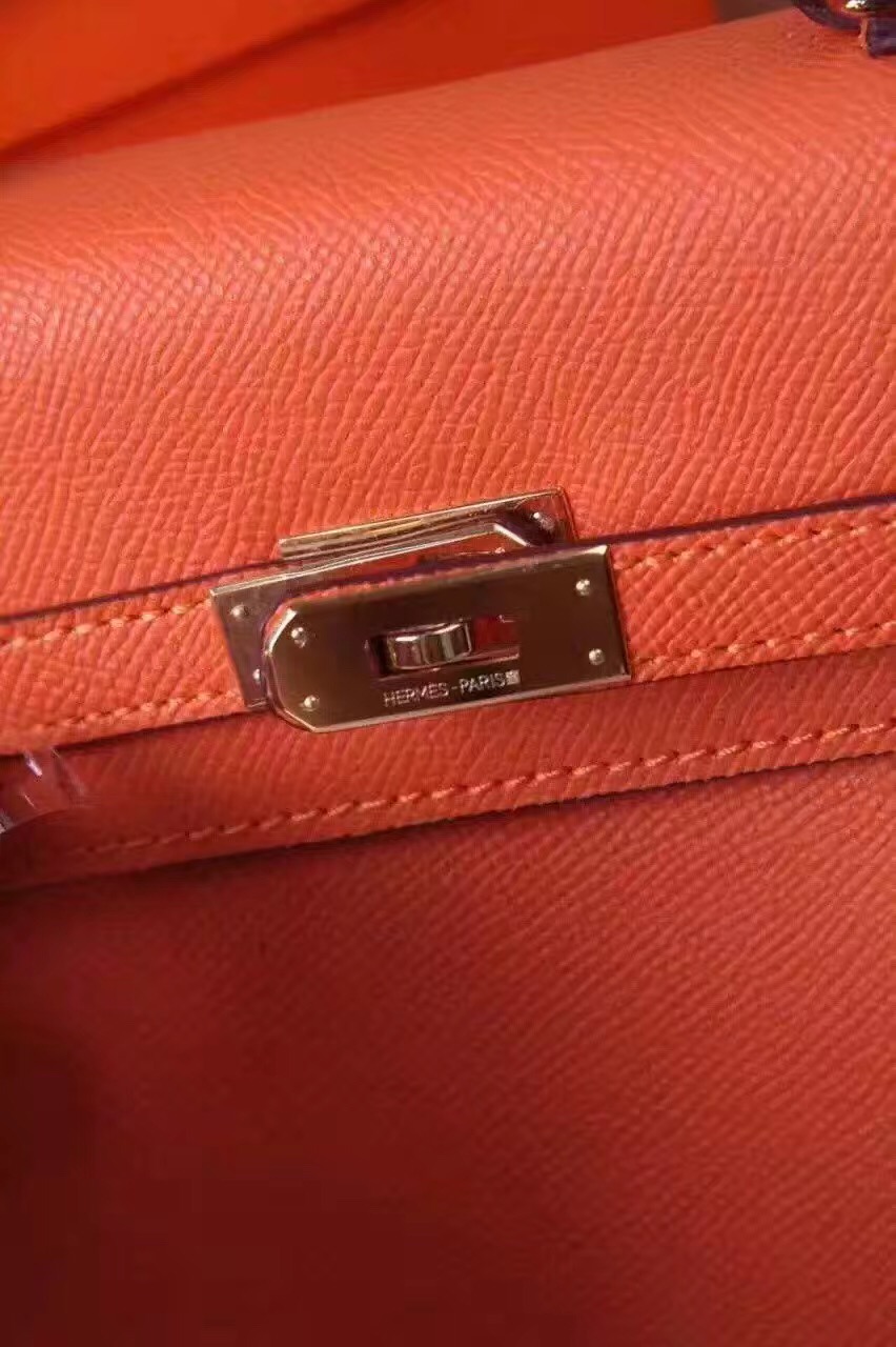 Hermes small Epsom Kelly orange handbags