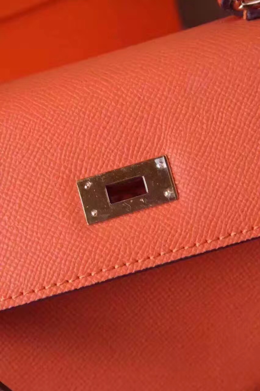 Hermes small Epsom Kelly orange handbags