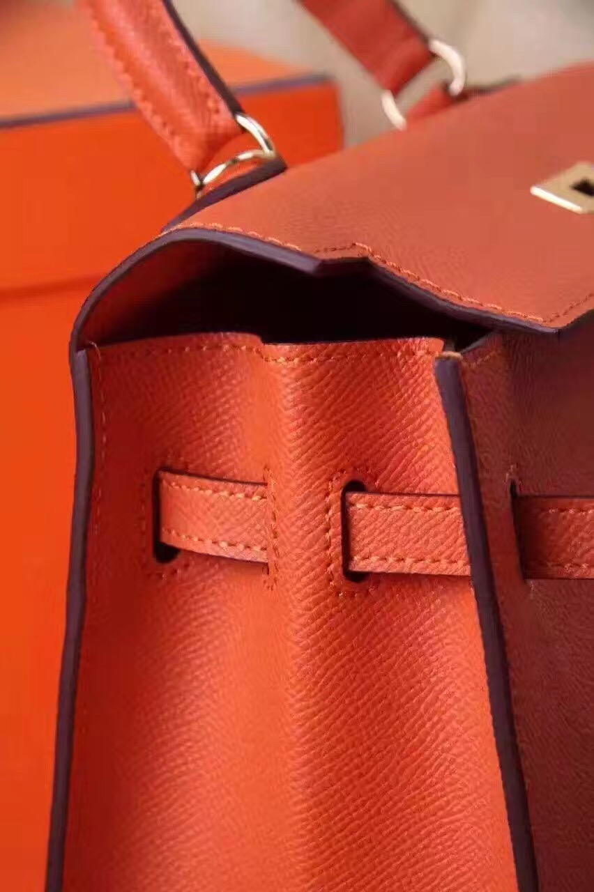 Hermes small Epsom Kelly orange handbags