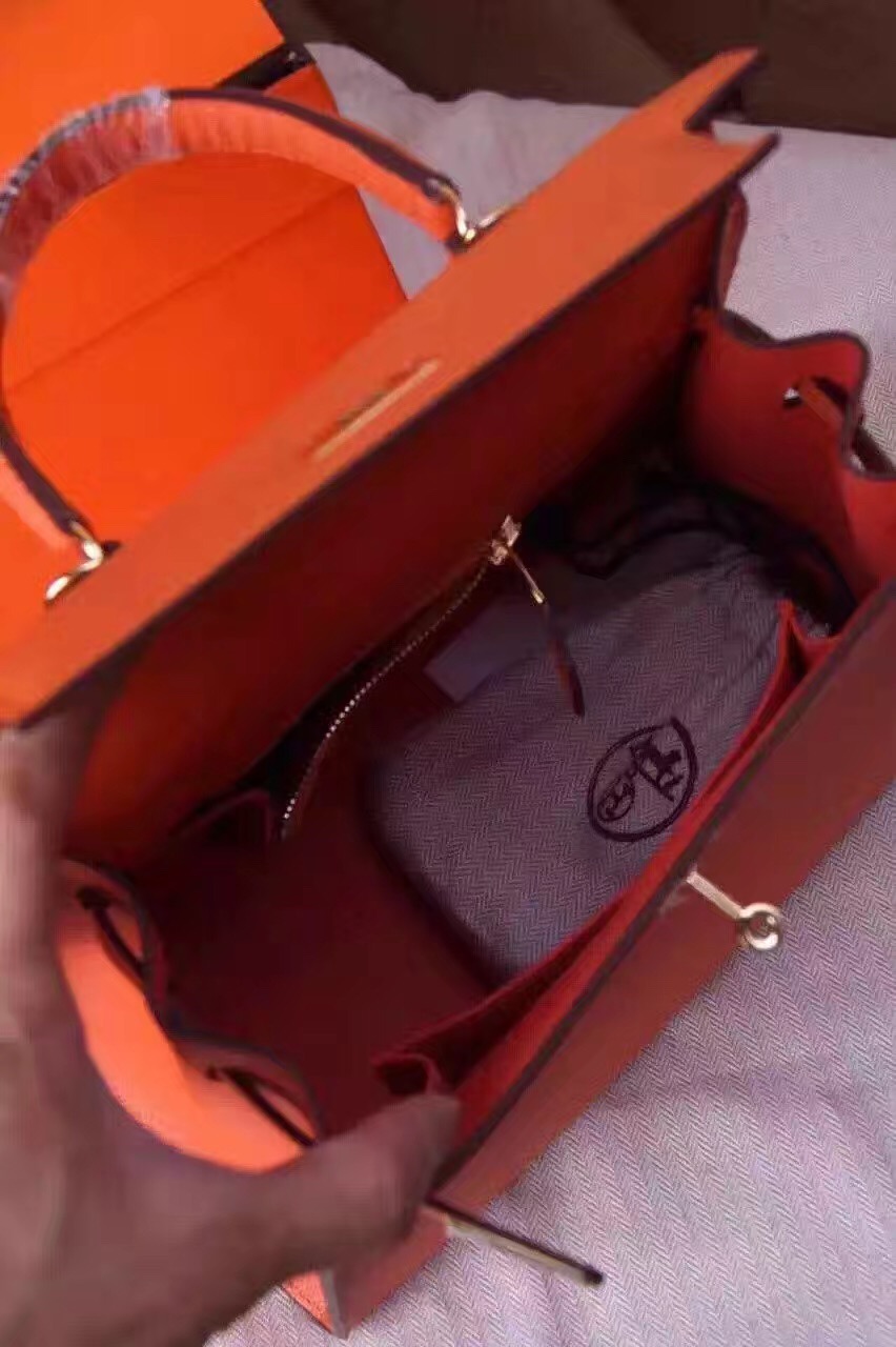 Hermes small Epsom Kelly orange handbags