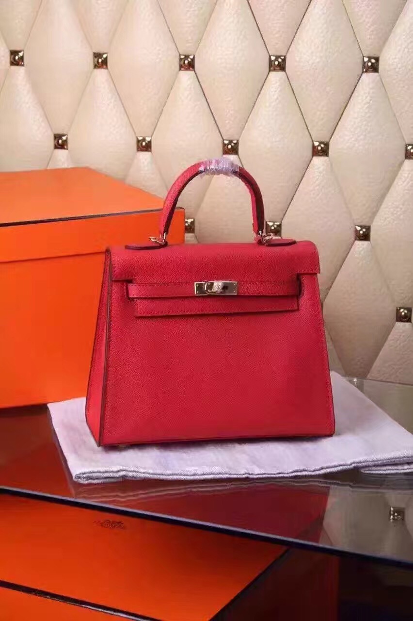 Hermes small Epsom Kelly red handbags