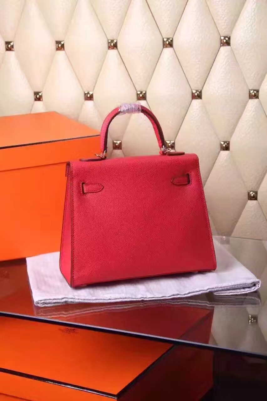 Hermes small Epsom Kelly red handbags