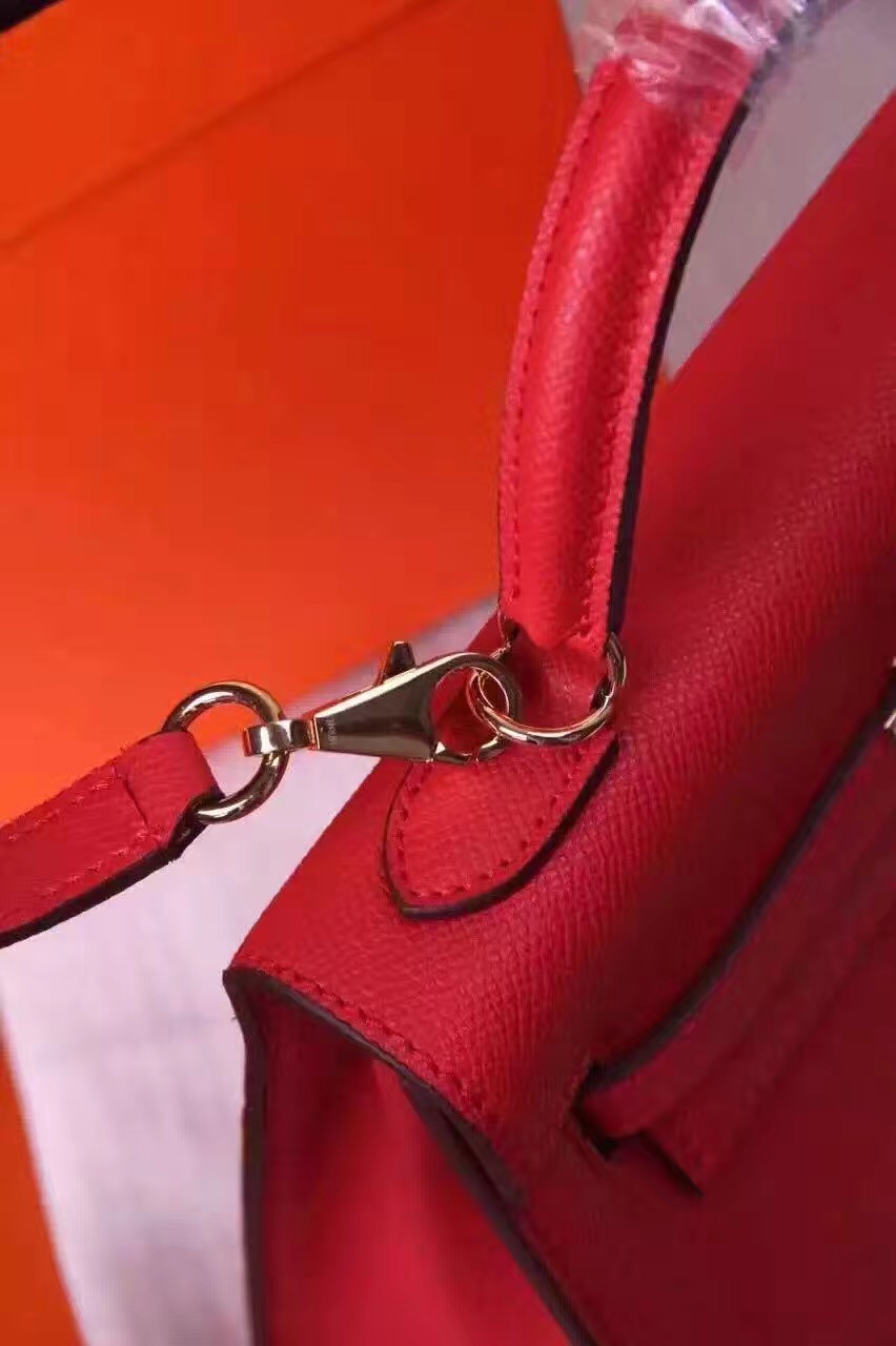 Hermes small Epsom Kelly red handbags