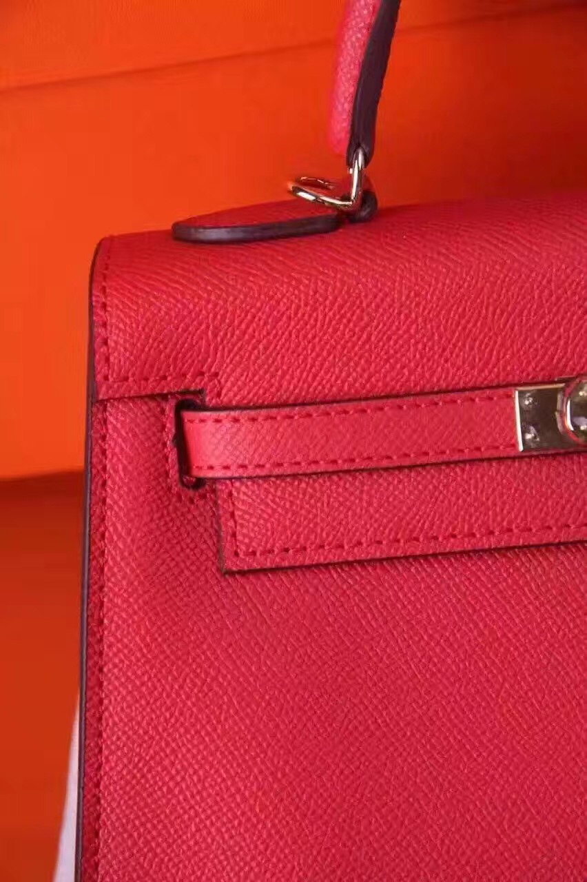 Hermes small Epsom Kelly red handbags