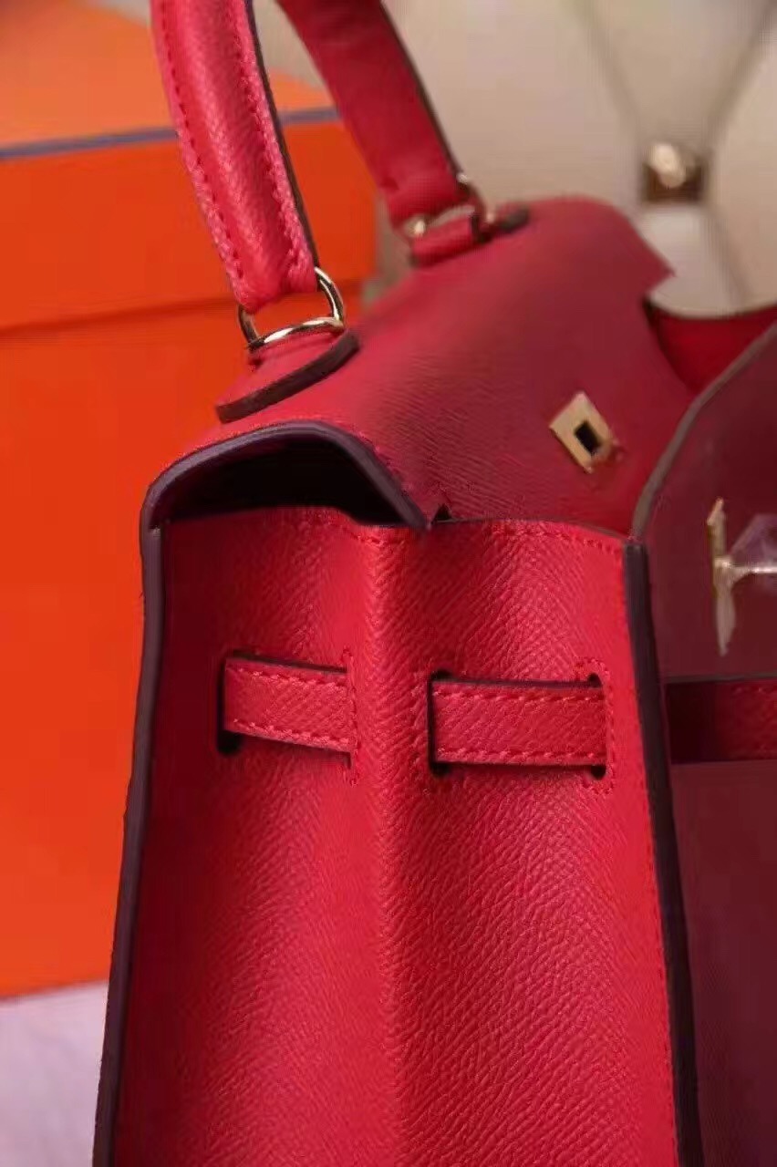 Hermes small Epsom Kelly red handbags