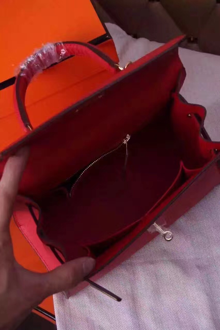 Hermes small Epsom Kelly red handbags