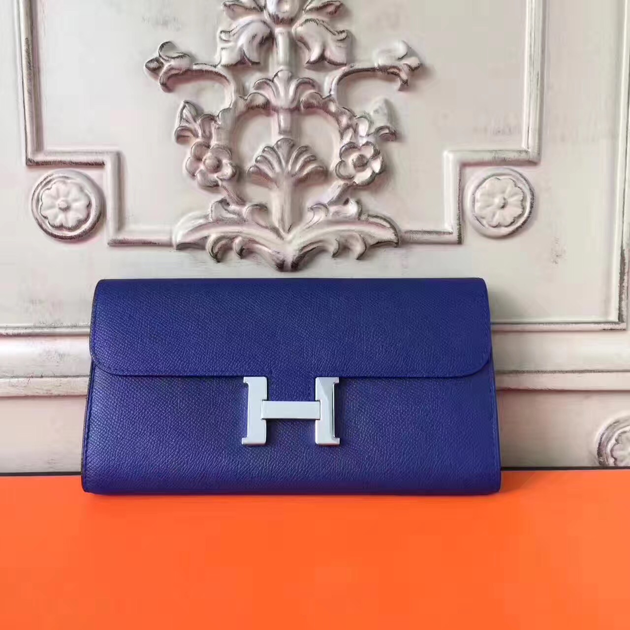 Hermes large Constance navy top leather wallet handbags