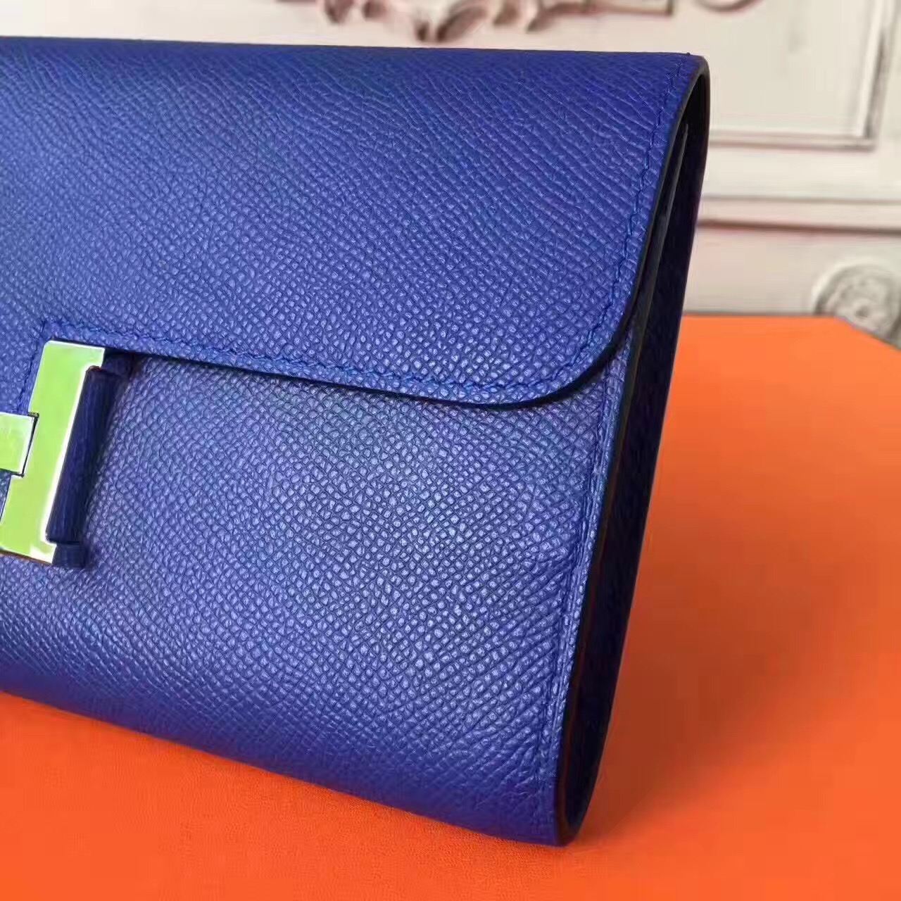 Hermes large Constance navy top leather wallet handbags