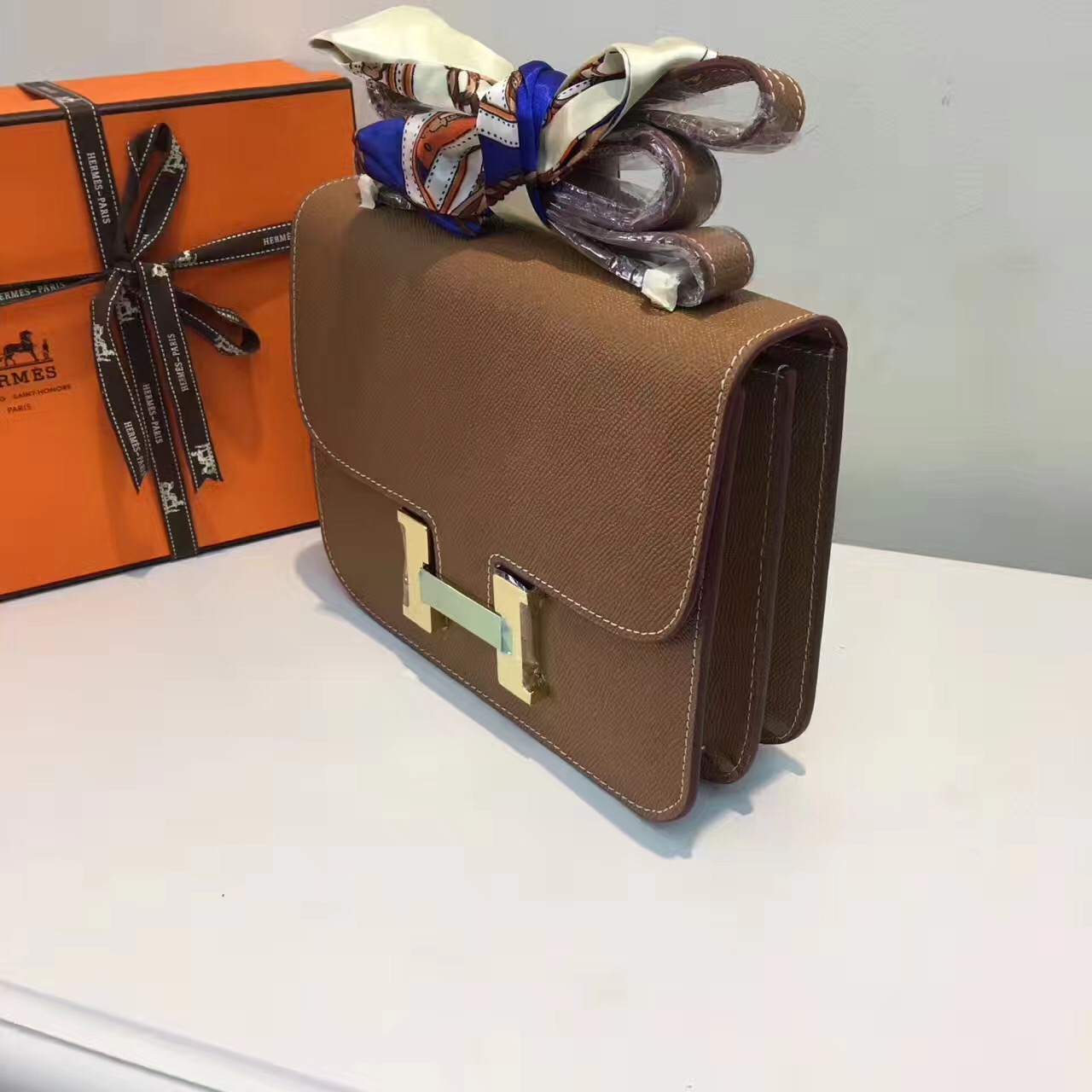 Hermes Epsom Constance tan handbags