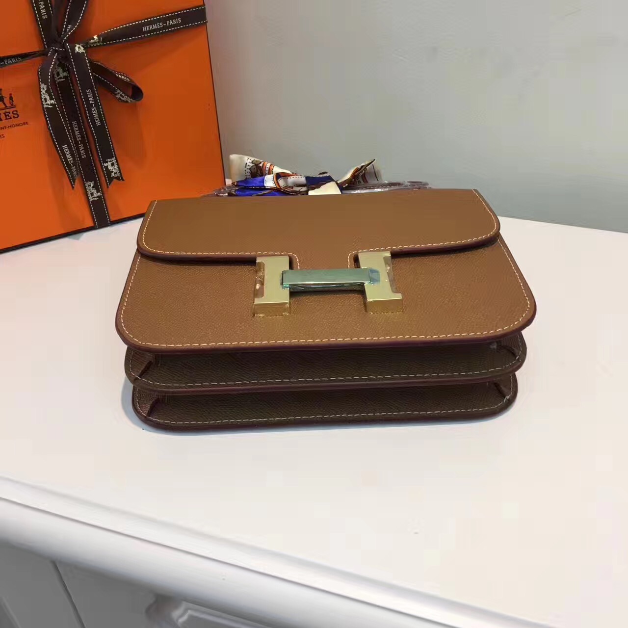 Hermes Epsom Constance tan handbags