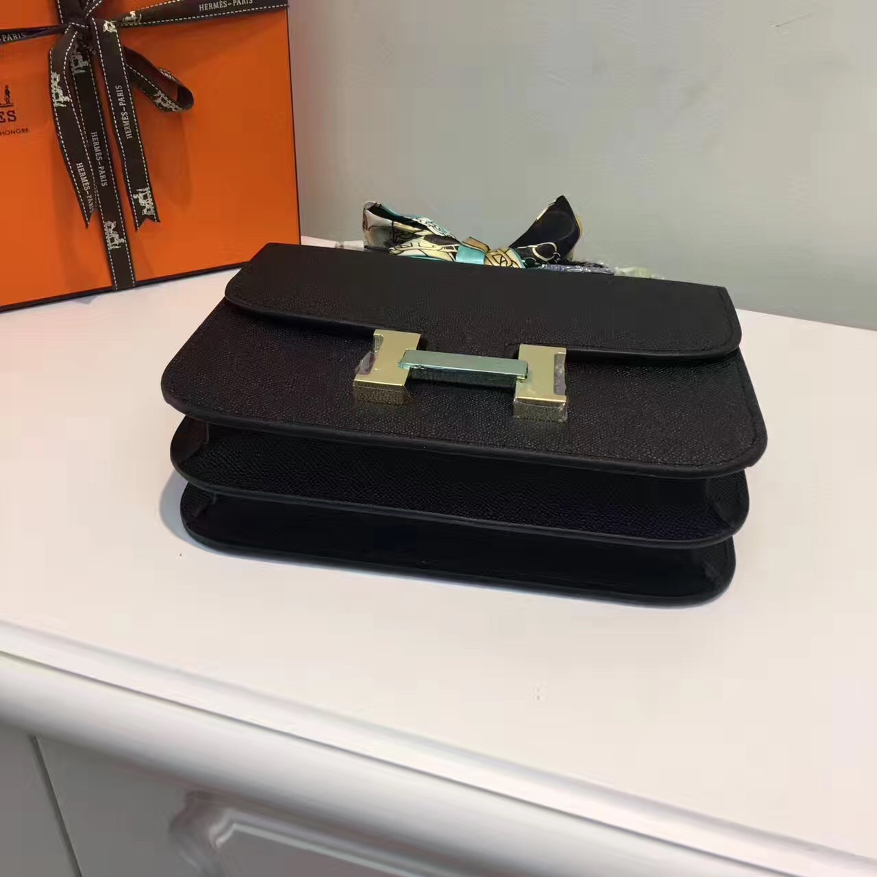 Hermes Epsom Constance black handbags