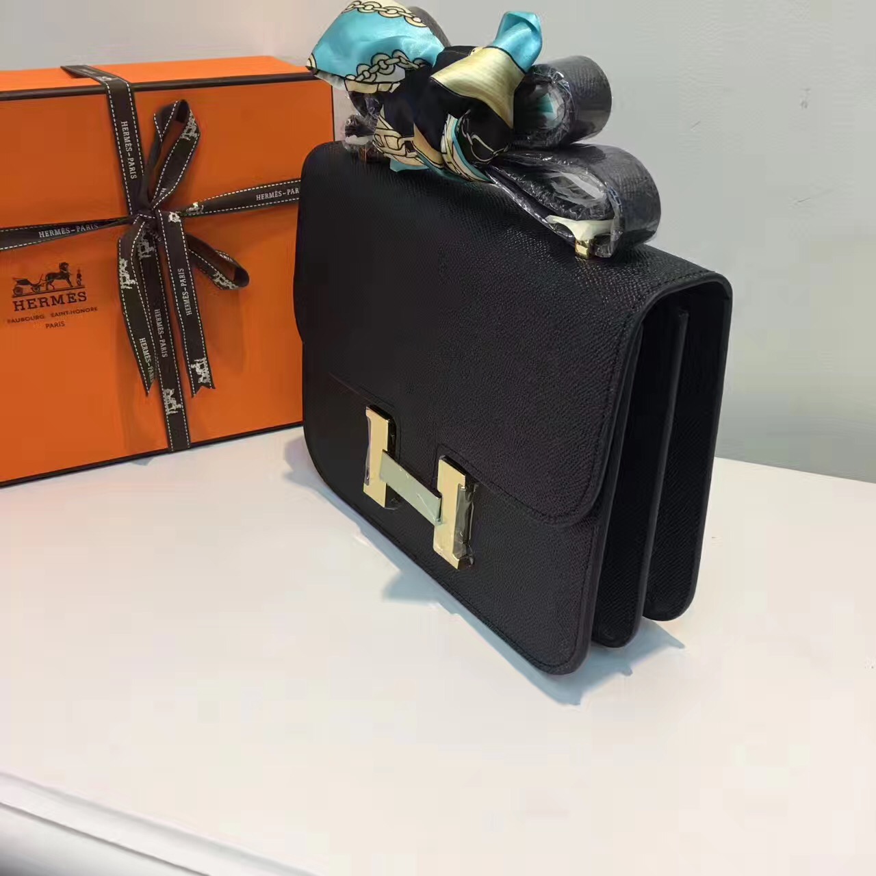 Hermes Epsom Constance black handbags