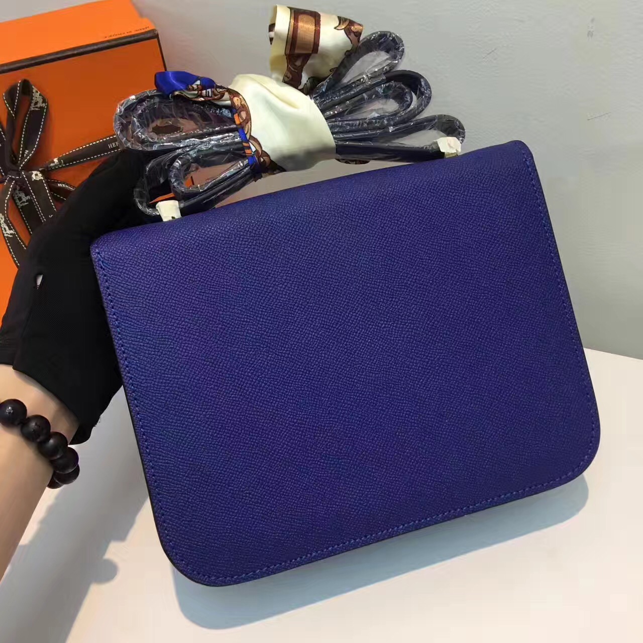 Hermes Epsom Constance navy handbags