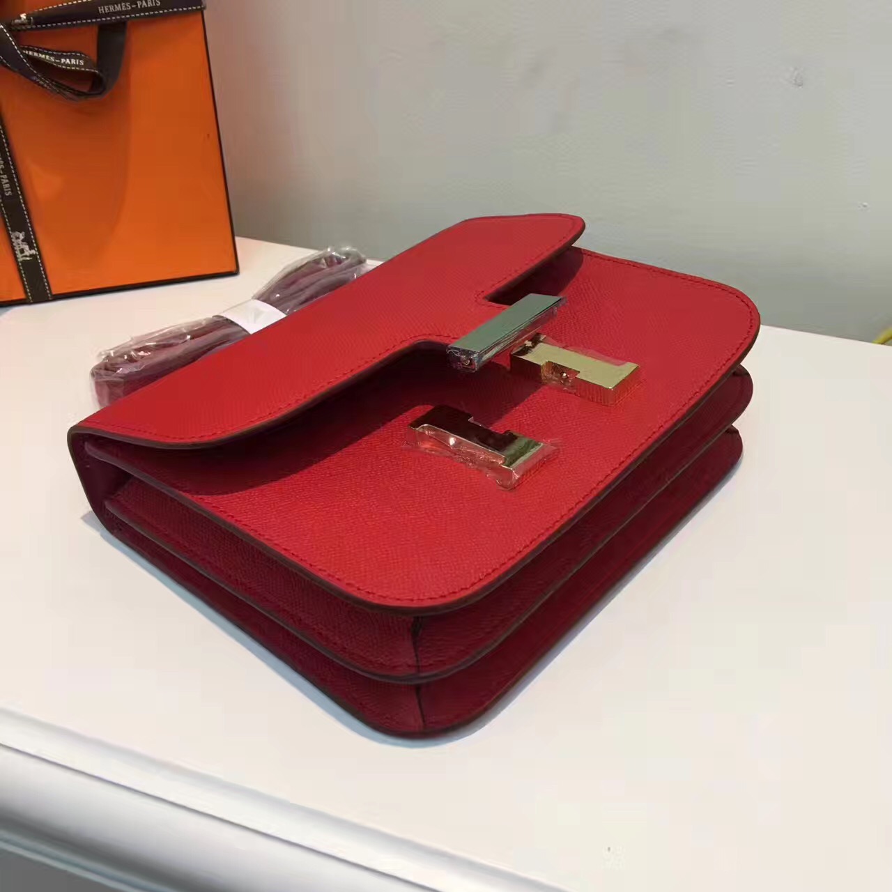 Hermes Epsom Constance red handbags