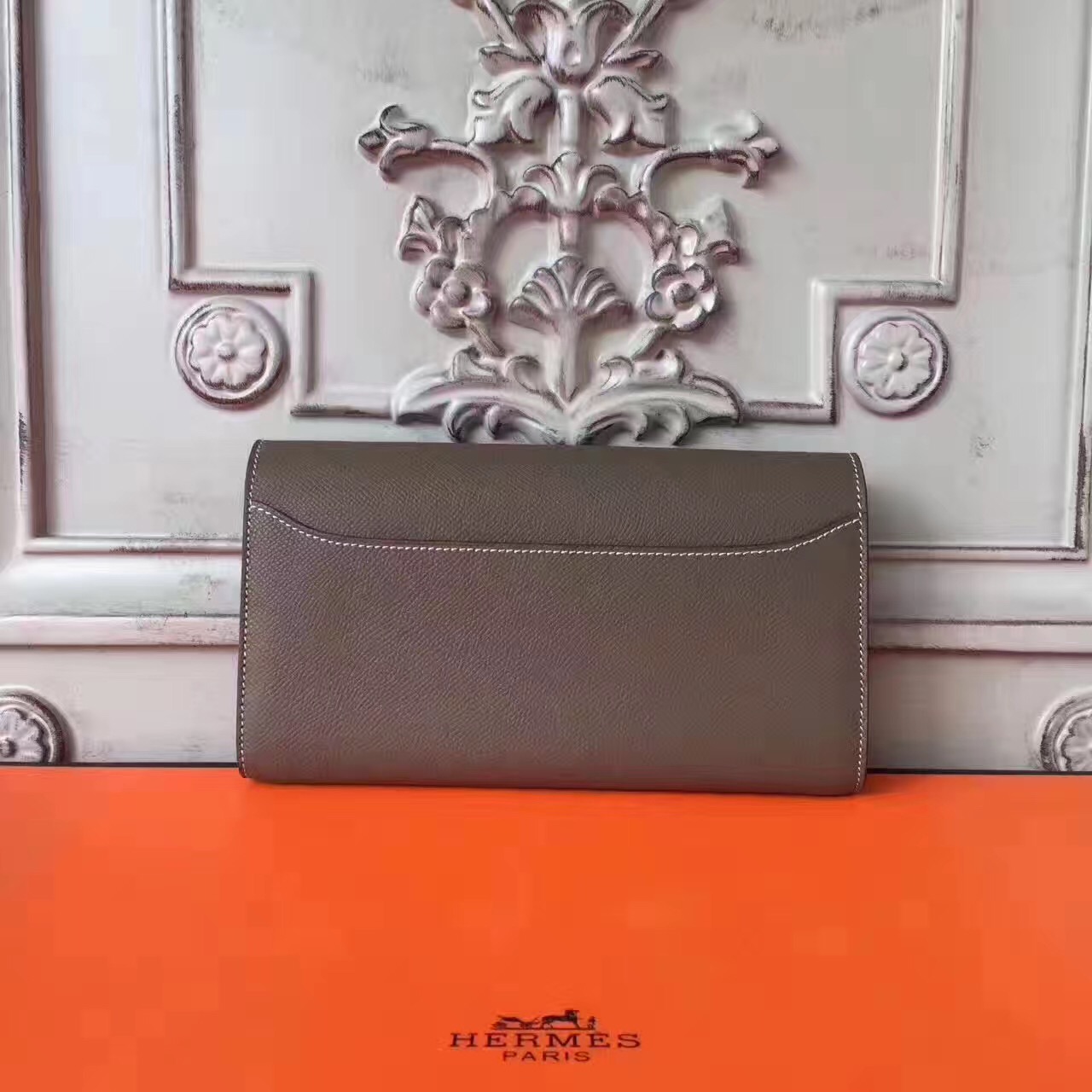 Hermes large Constance gray top leather wallet handbags