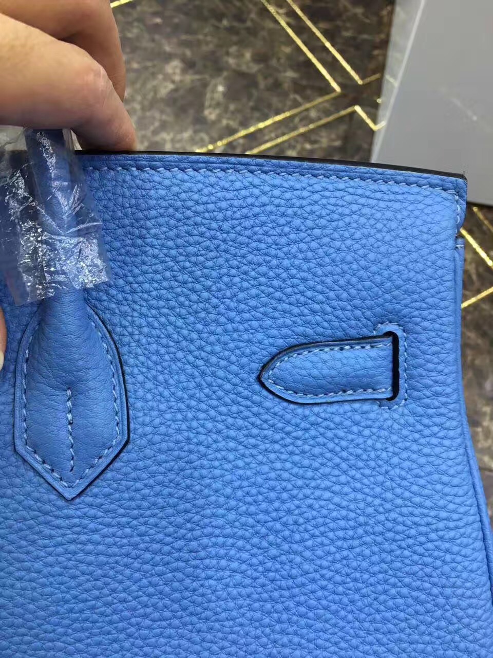 Hermes Birkin top leather blue handbags