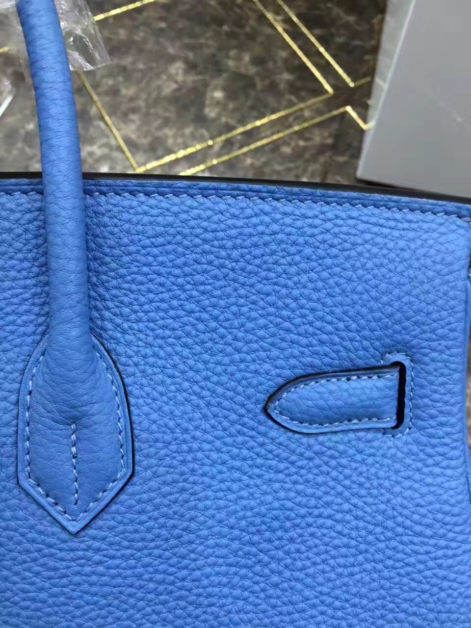 Hermes Birkin top leather blue handbags