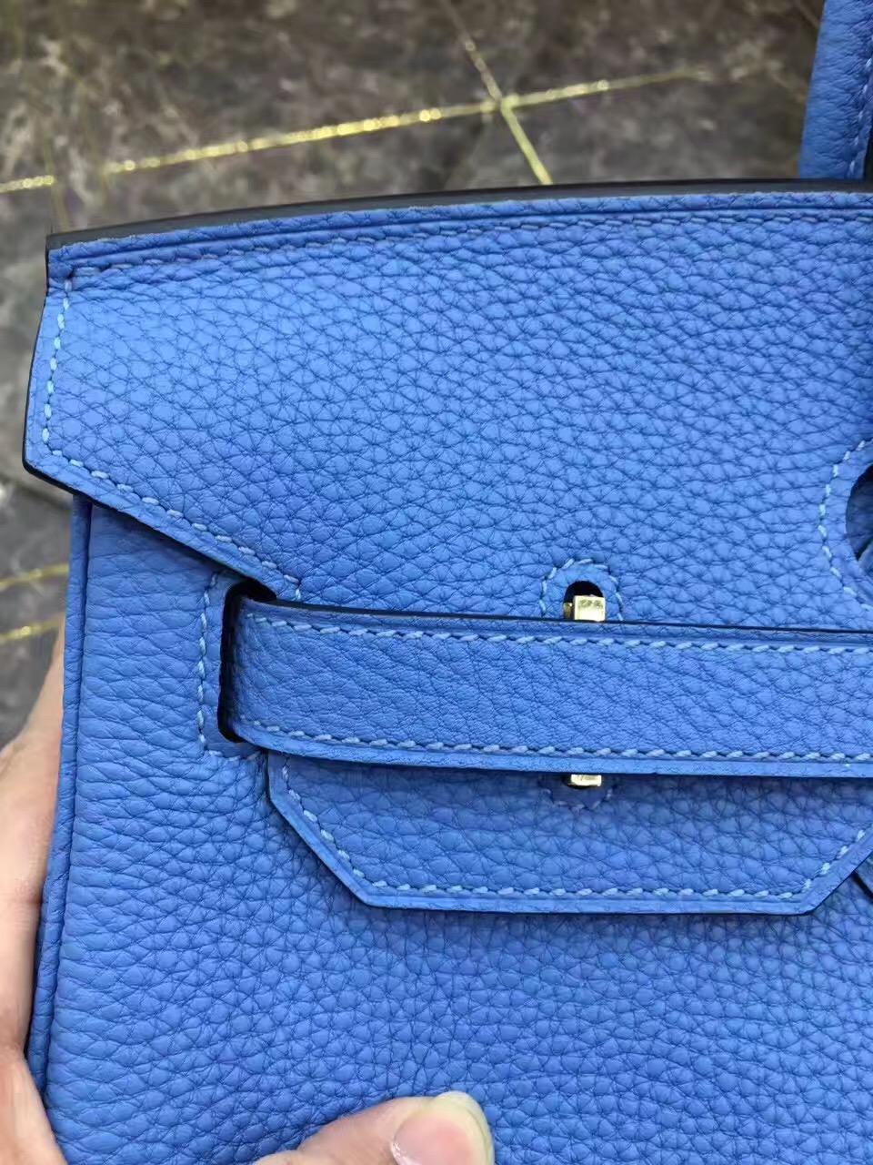 Hermes Birkin top leather blue handbags