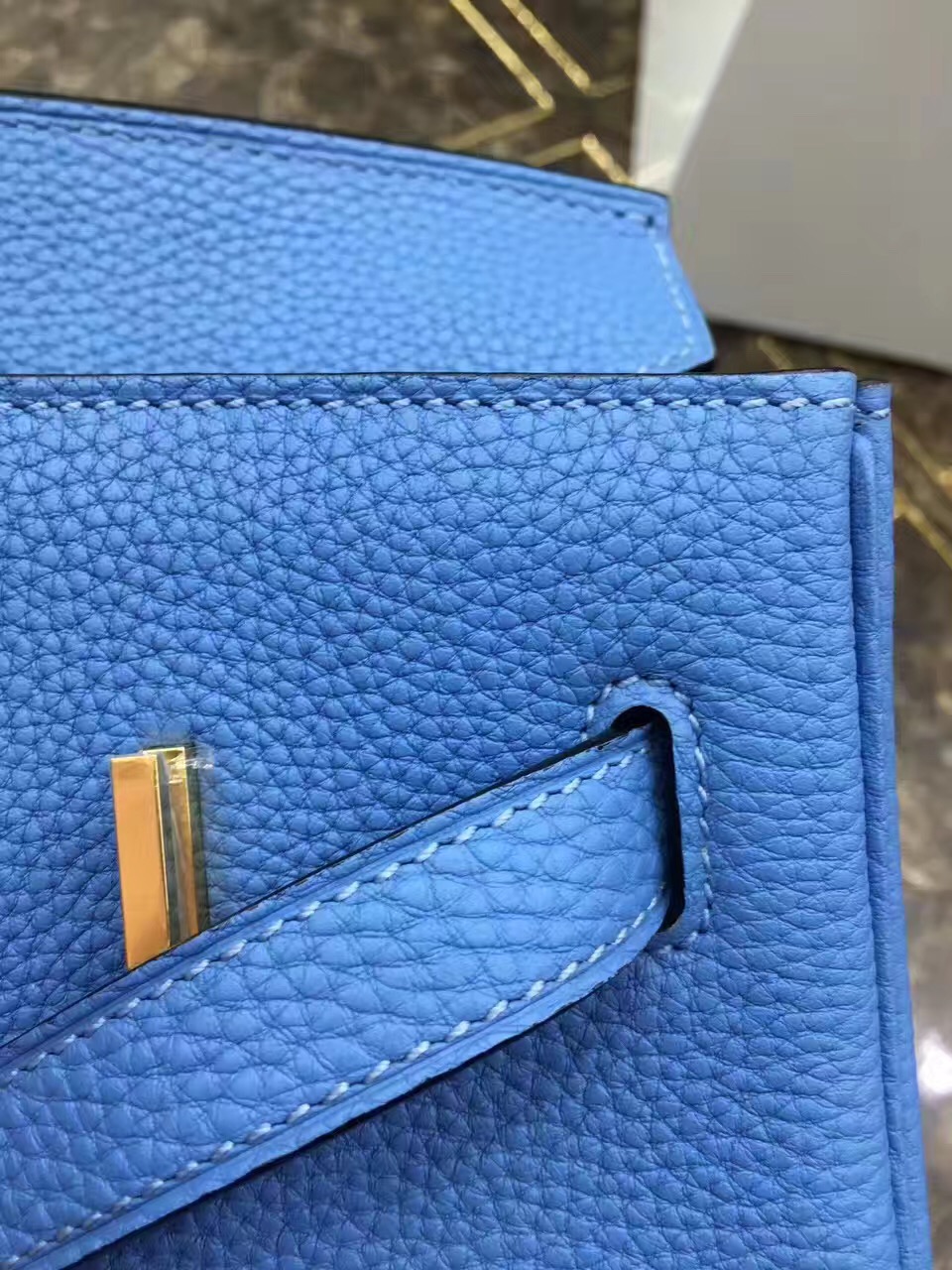 Hermes Birkin top leather blue handbags