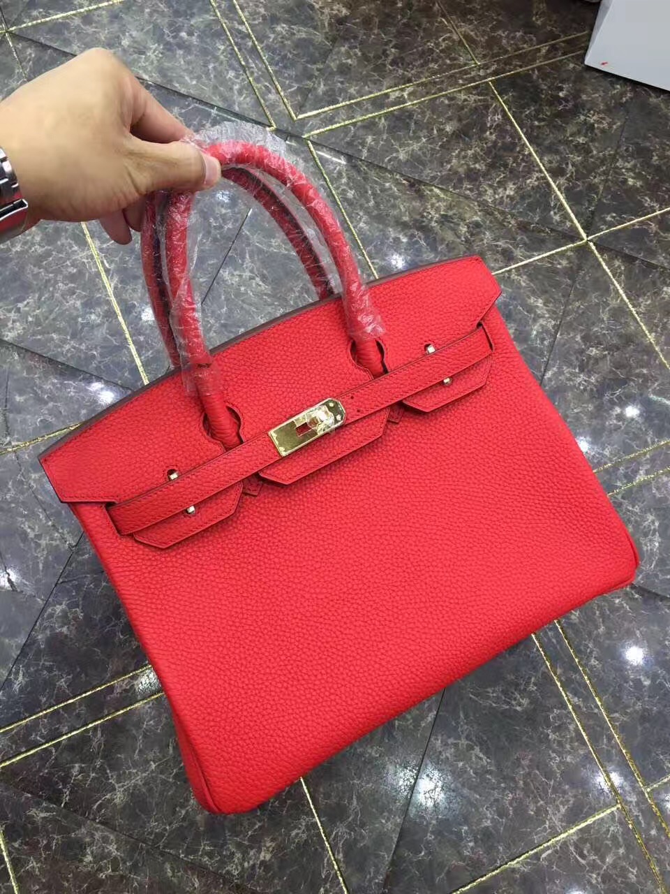 Hermes Birkin top leather red handbags