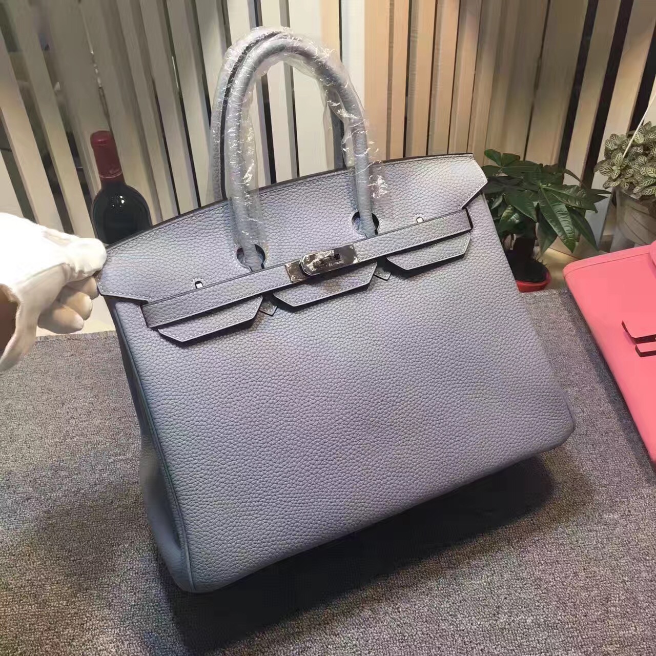 Hermes Birkin top leather gray handbags